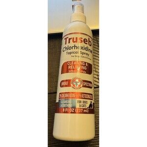 New Truseb Chlorhexidine Topical Spray Cleaning Pets Dogs Cats Horses 8 Oz